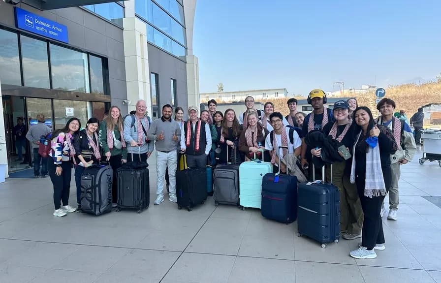 Welcoming Luther College students at Pokhara airport for their 2025 J-Term