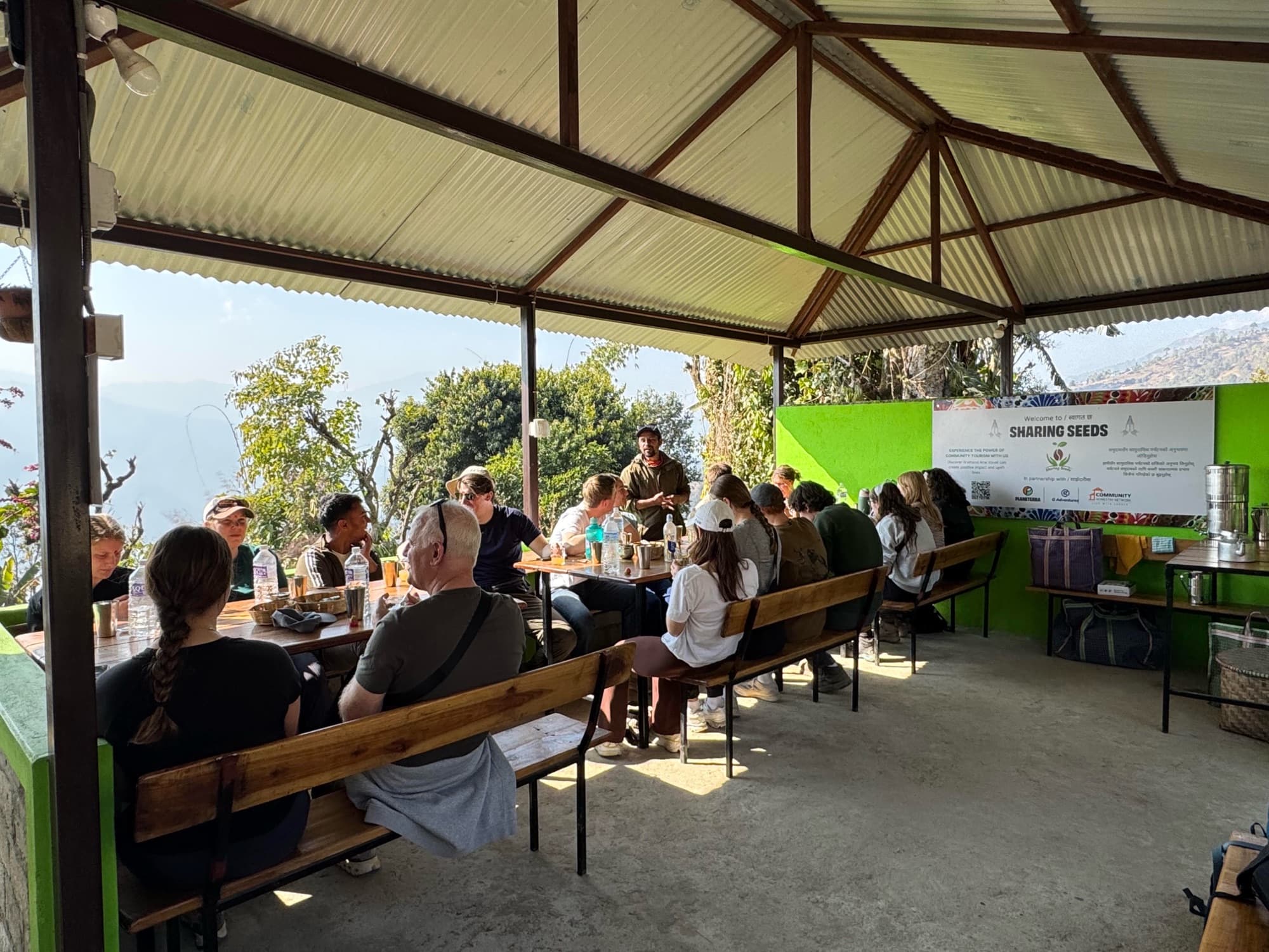 Students at a local coffee farm in Sarangkot